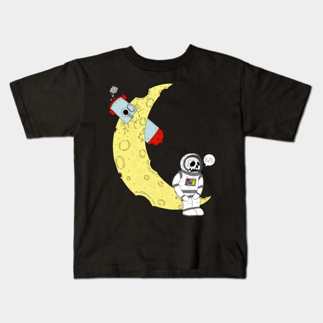 Crash Landing Kids T-Shirt by Foxtrotmadlyart